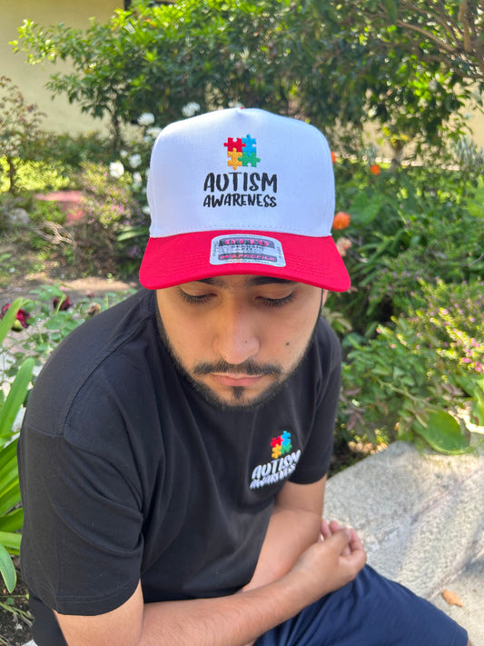 Autism Awareness Embroidered Cap (Red)