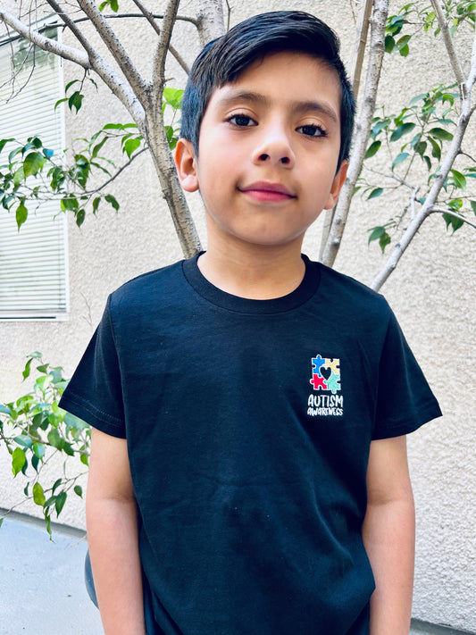 Autism Awareness Embroidered Shirt for Kids (Black)