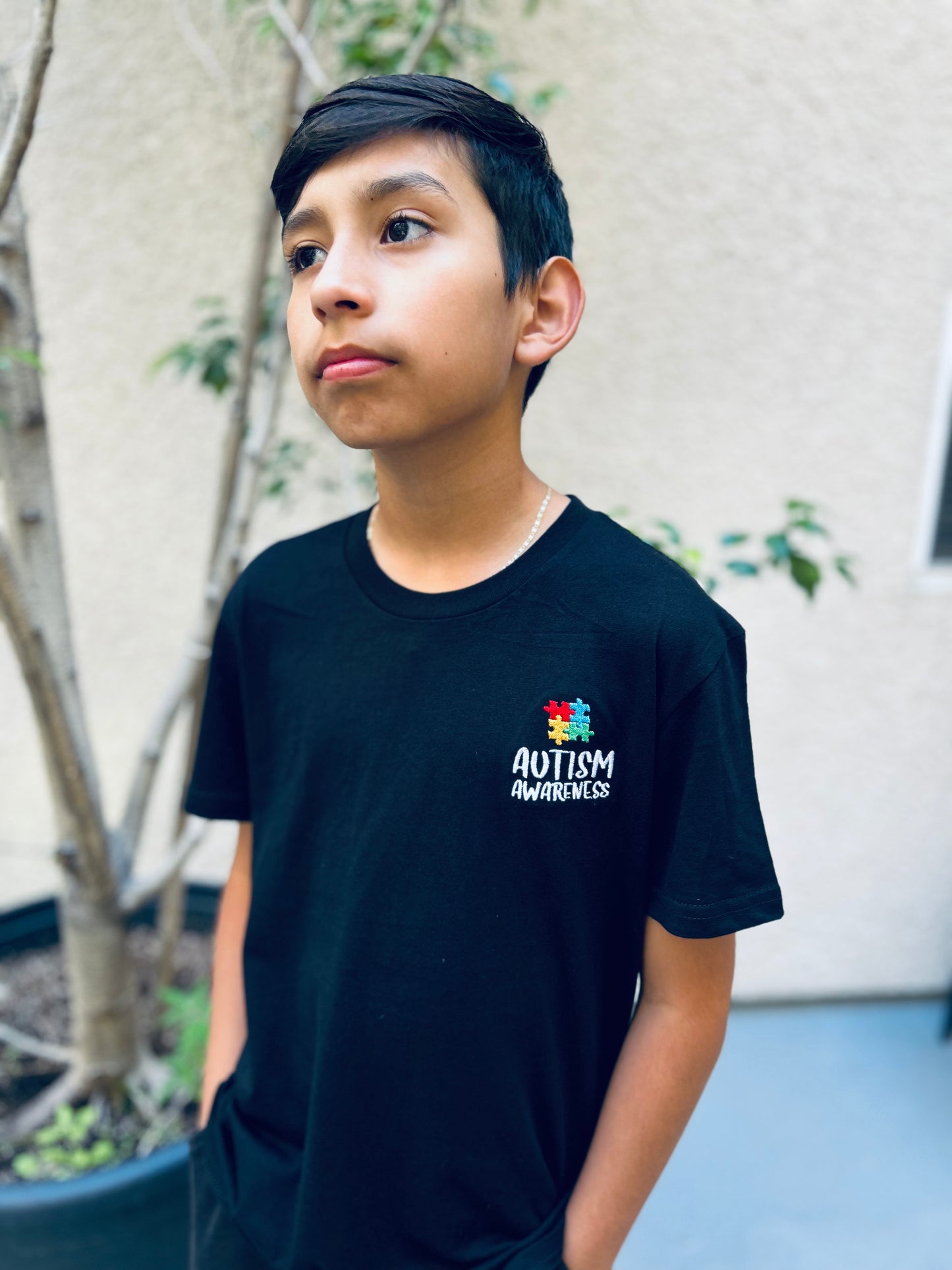 Autism Awareness Embroidered Shirt for Kids (Black)