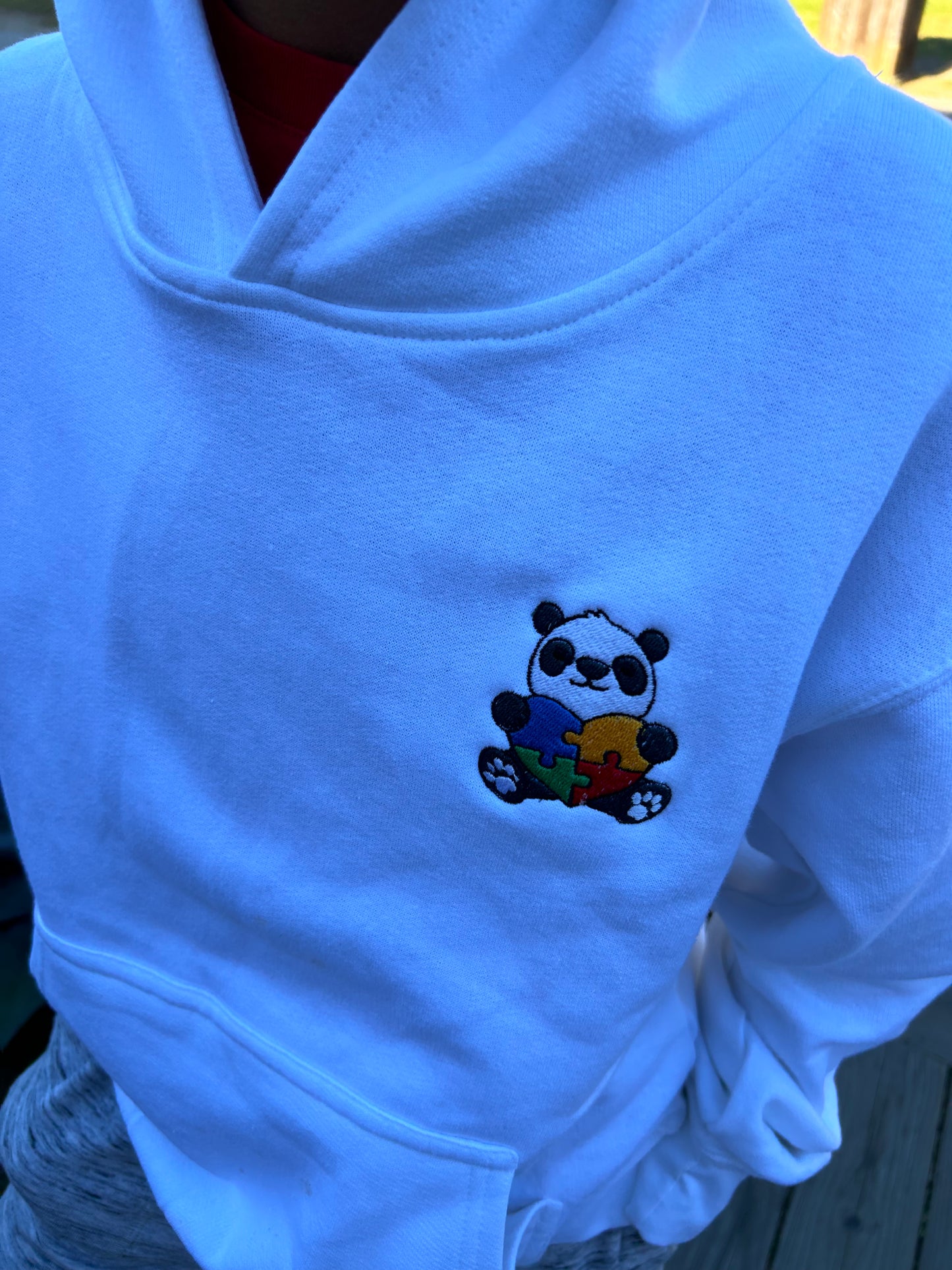 Autism Awareness Embroidered Hoodie for Kids (White)