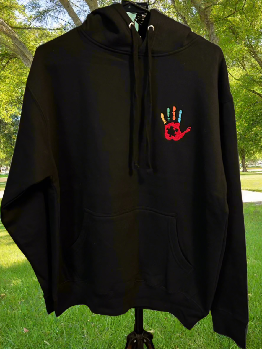 Autism Awareness Embroidered for Adult (Black, Red Hand)