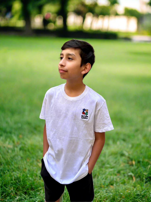 Autism Awareness Embroidered Shirt for Kids (White)